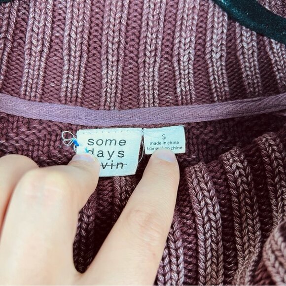 Anthropologie Some Days Lovin Cowl Neck Burgundy Cable Knit Sleeveless size S - Picture 8 of 11